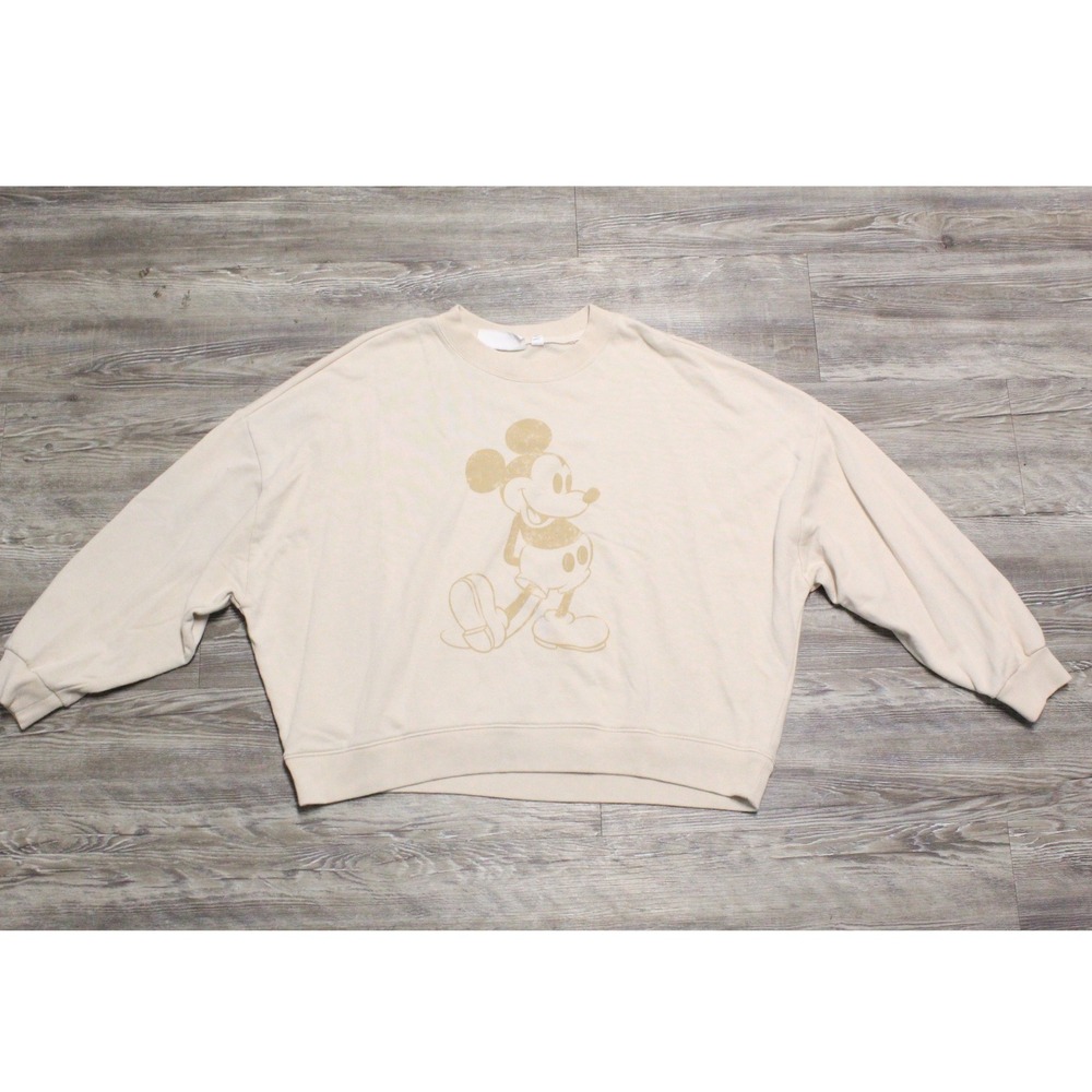 Gap Disney Mickey Mouse Oversized Sweatshirt Cream Beige Pullover Large